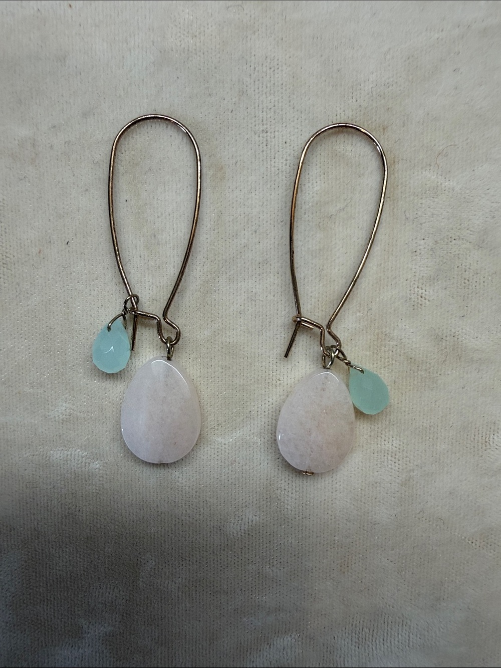 Delicate Pink and Aqua Teardrop Dangle Earrings